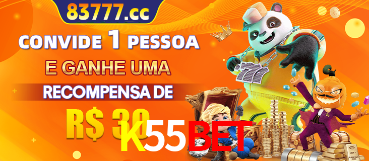 Banner institucional da K55BET sobre parceria de marcas e criação de uma marca de excelência, apresentando os mascotes de jogos populares como o Fortune Tiger.